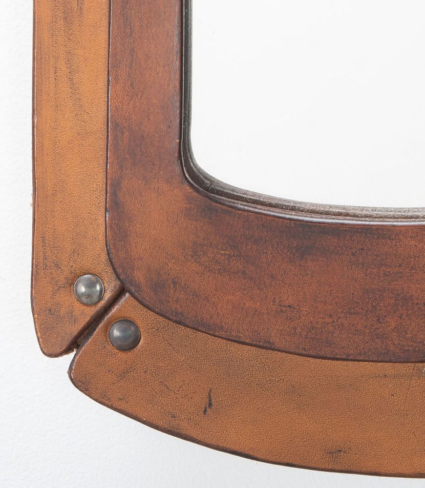 Mid Century Leather Framed Wall Mirror MI8037390