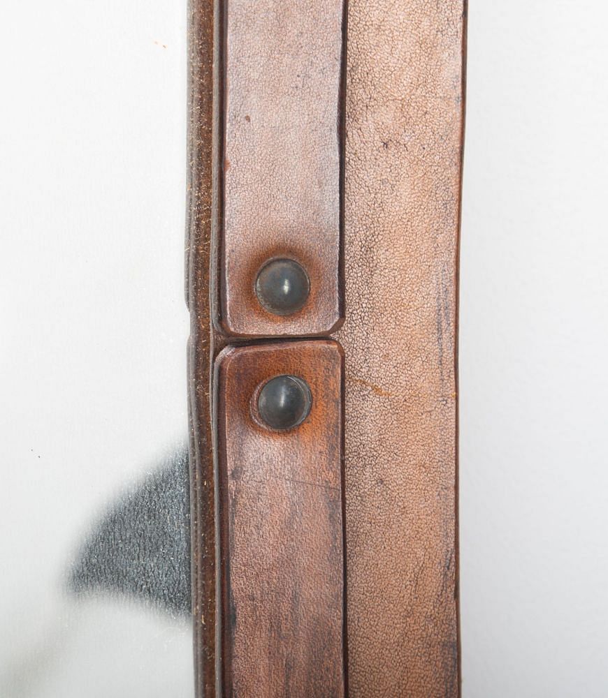 Mid Century Leather Framed Wall Mirror MI8037390