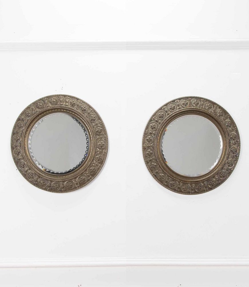 Pair of 20th Century Edwardian Circular Sorcerers Mirrors MI8039752