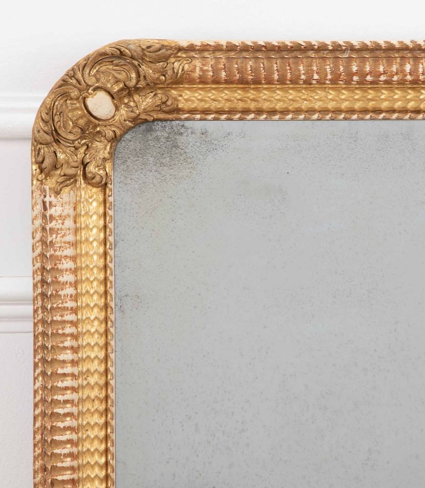 19th Century French Arched Topped Gilded Wall Mirror MI8540043