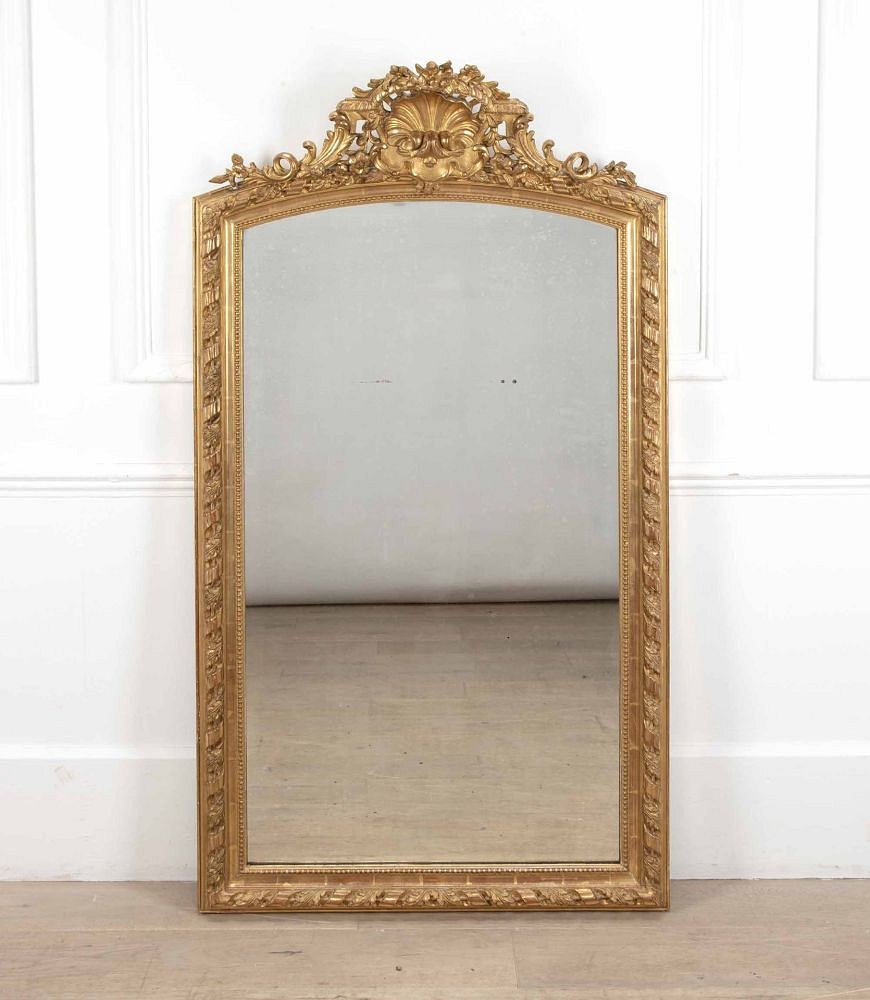 Late 19th Century French Gilded Wall Mirror with Shell Motif MI8540101