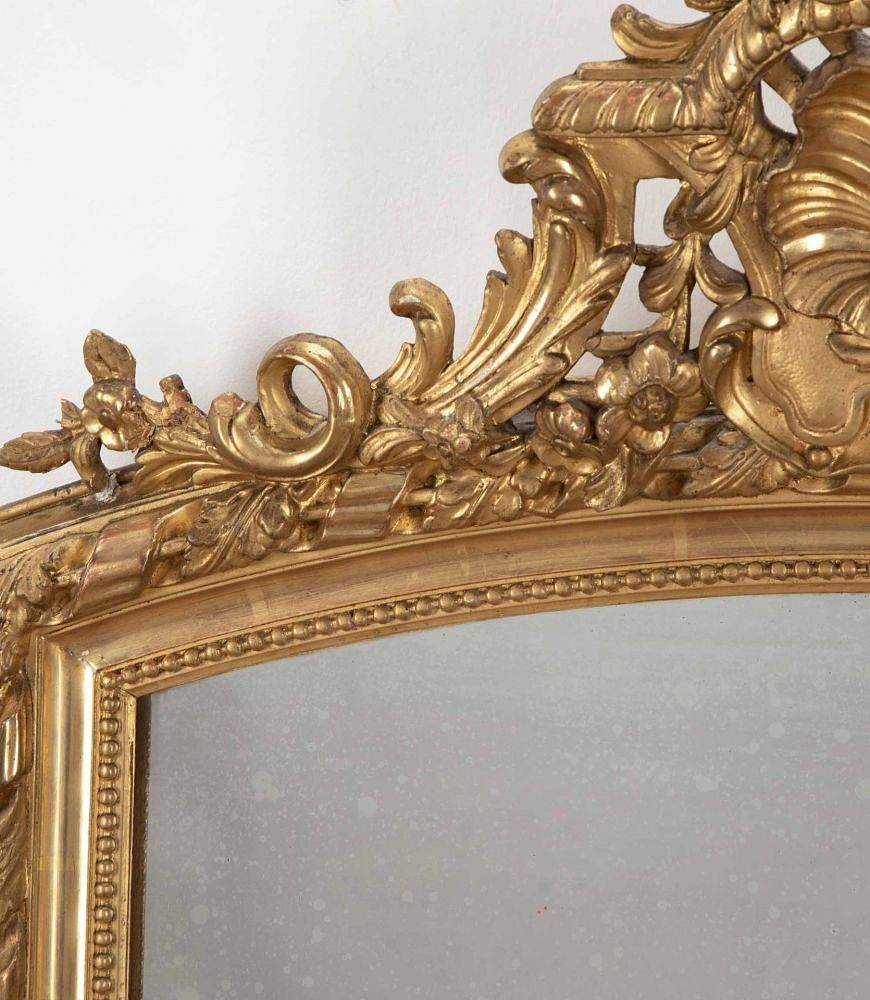 Late 19th Century French Gilded Wall Mirror with Shell Motif MI8540101
