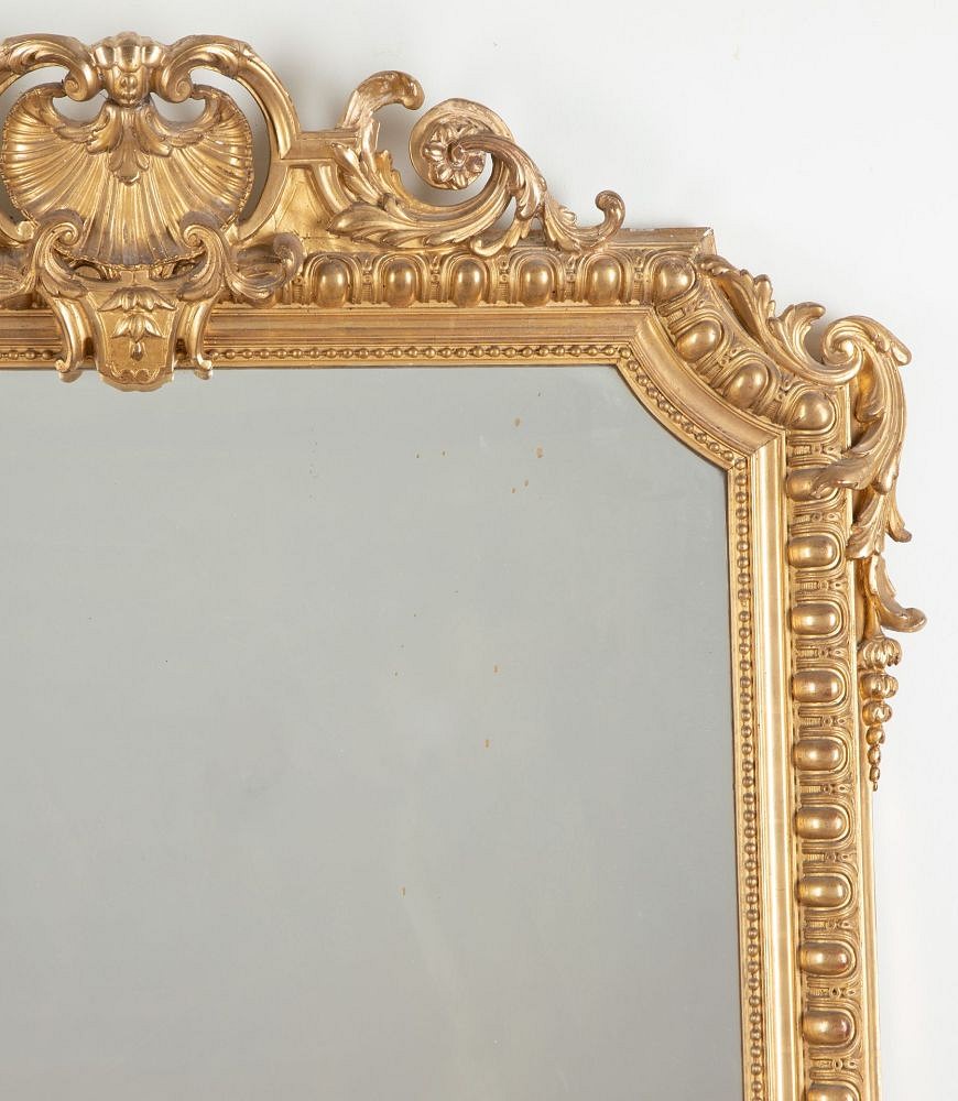 Large 19th Century French Decorative Gilded Overmantle Mirror MI8542757