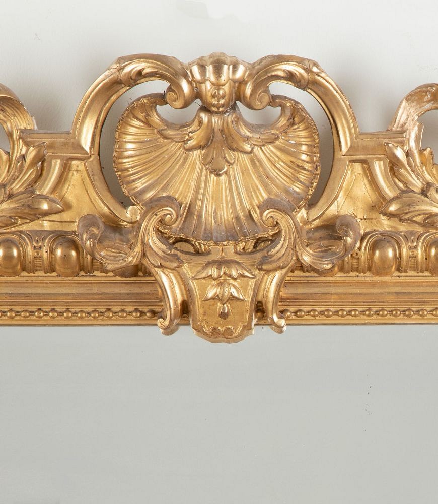 Large 19th Century French Decorative Gilded Overmantle Mirror MI8542757