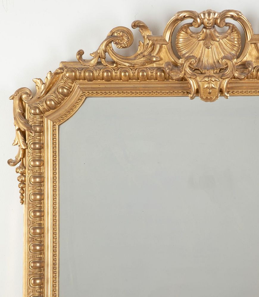 Large 19th Century French Decorative Gilded Overmantle Mirror MI8542757