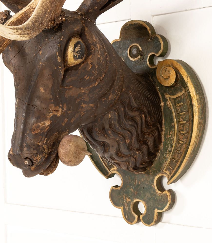 Large 19th Century Carved Wooden Stag Head OF0642845