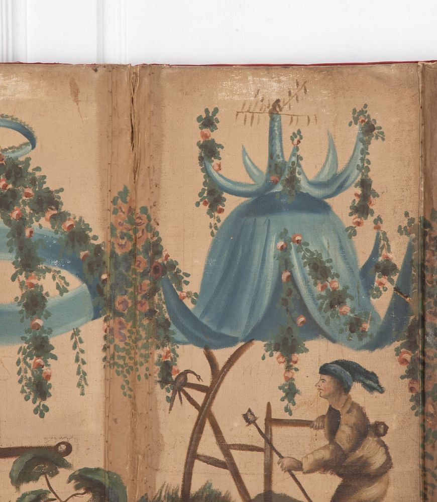 Early 19th Century French Five Fold Painted Screen OF4236212