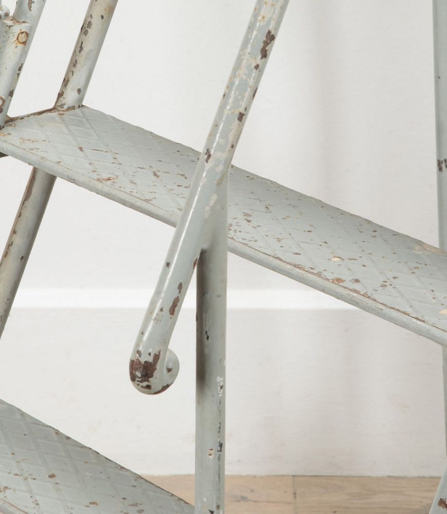 Early 20th Century French Industrial Iron Library Ladder OF4457575