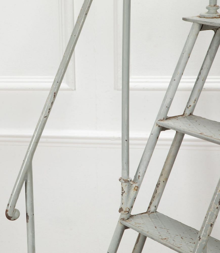Early 20th Century French Industrial Iron Library Ladder OF4457575