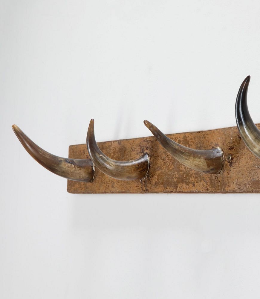 19th Century French Primitive Cow Horn Coat Hooks OF6241827