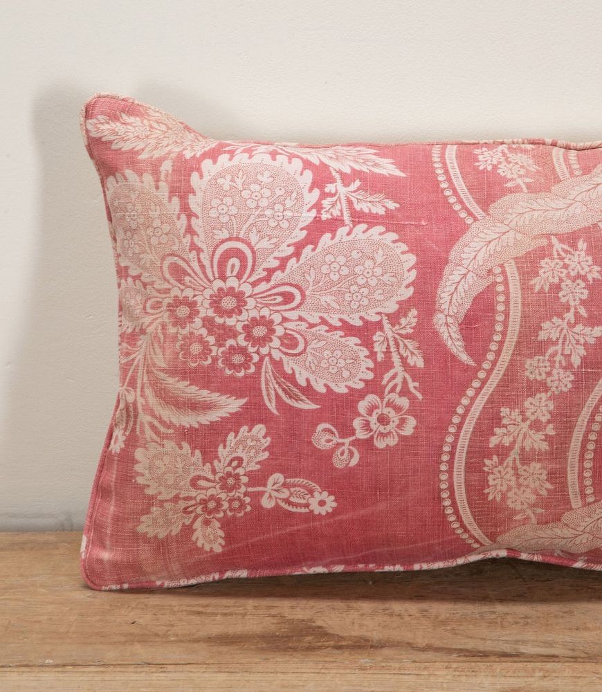 Long 19th Century French Pink Floral Cushion RT1341901
