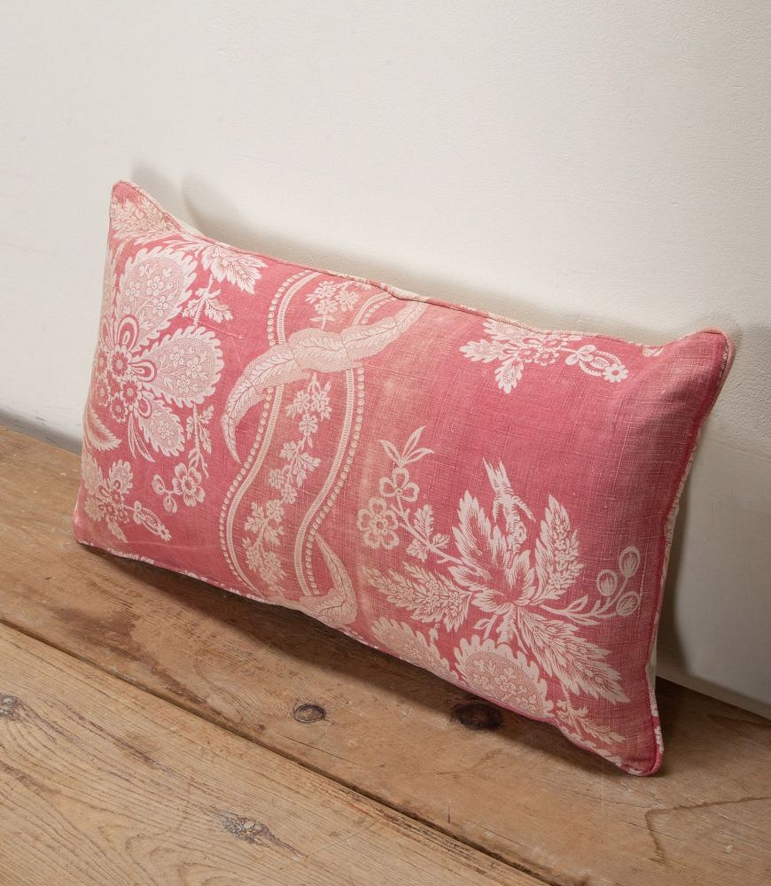 Long 19th Century French Pink Floral Cushion RT1341901