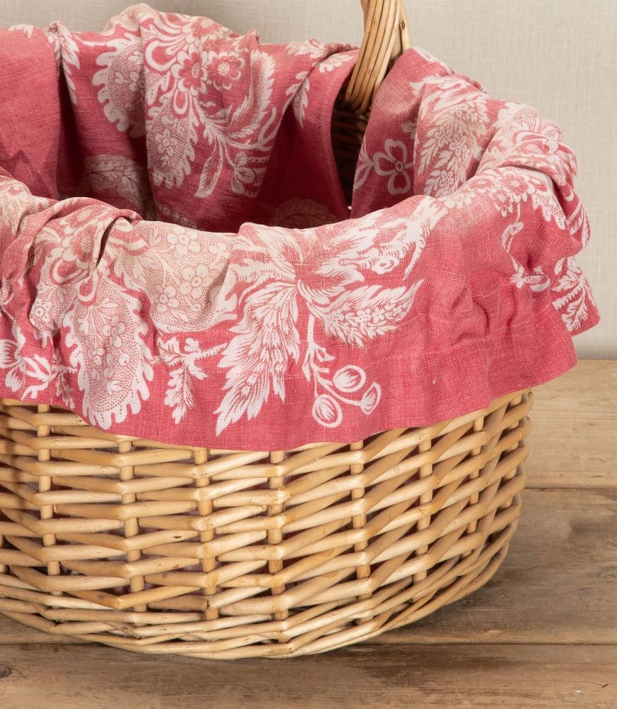 Large 19th Century Pink Fabric Lined Basket RT1342919