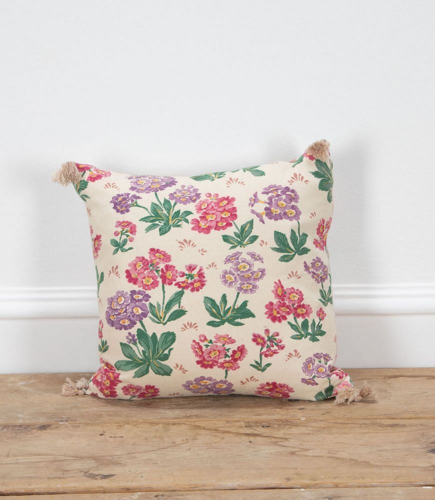 Early 20th Century Primroses Cushion with Tassels RT4237674