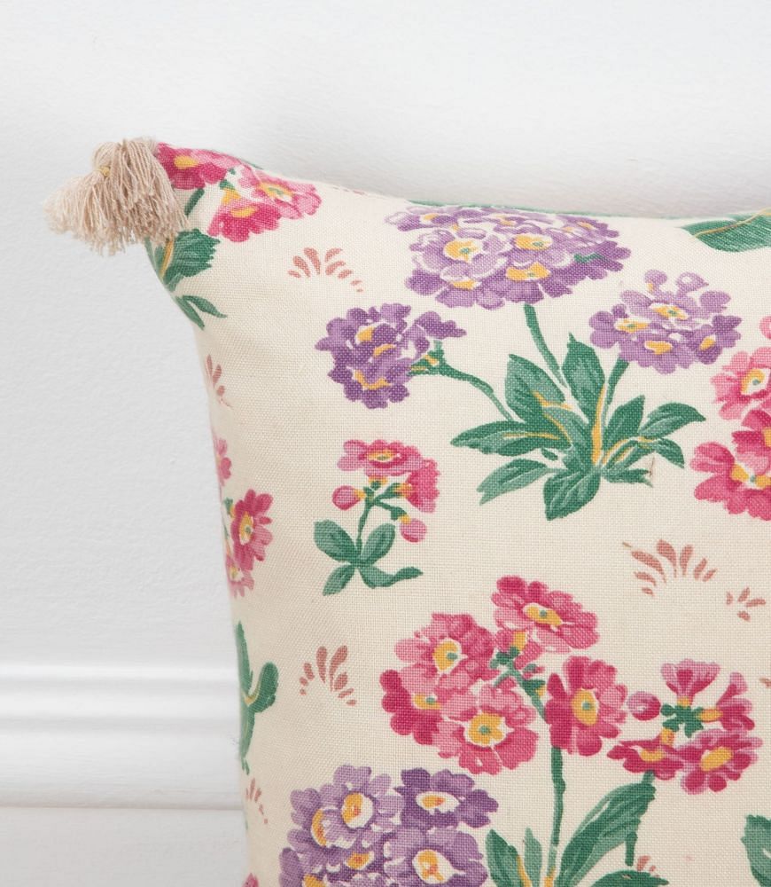 Early 20th Century Primroses Cushion with Tassels RT4237674