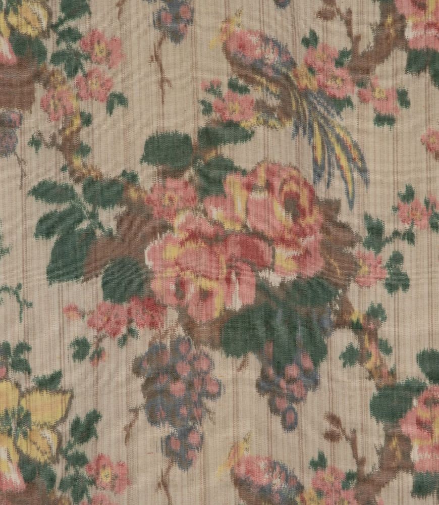 19th Century Roses and Grapes Cotton Fabric Length RT4240085