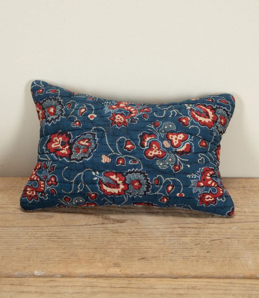 19th Century  French Indigo and Madder Red Cotton Lavender Cushion RT4241851