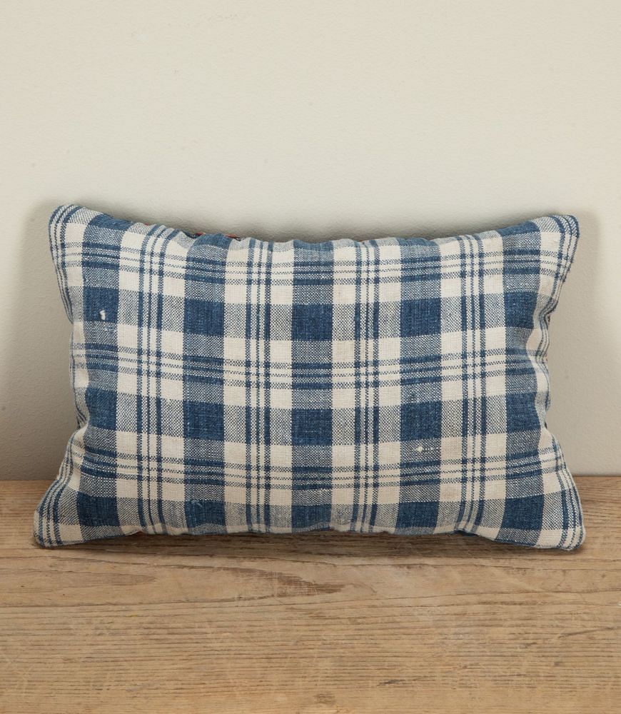 19th Century  French Indigo and Madder Red Cotton Lavender Cushion RT4241851