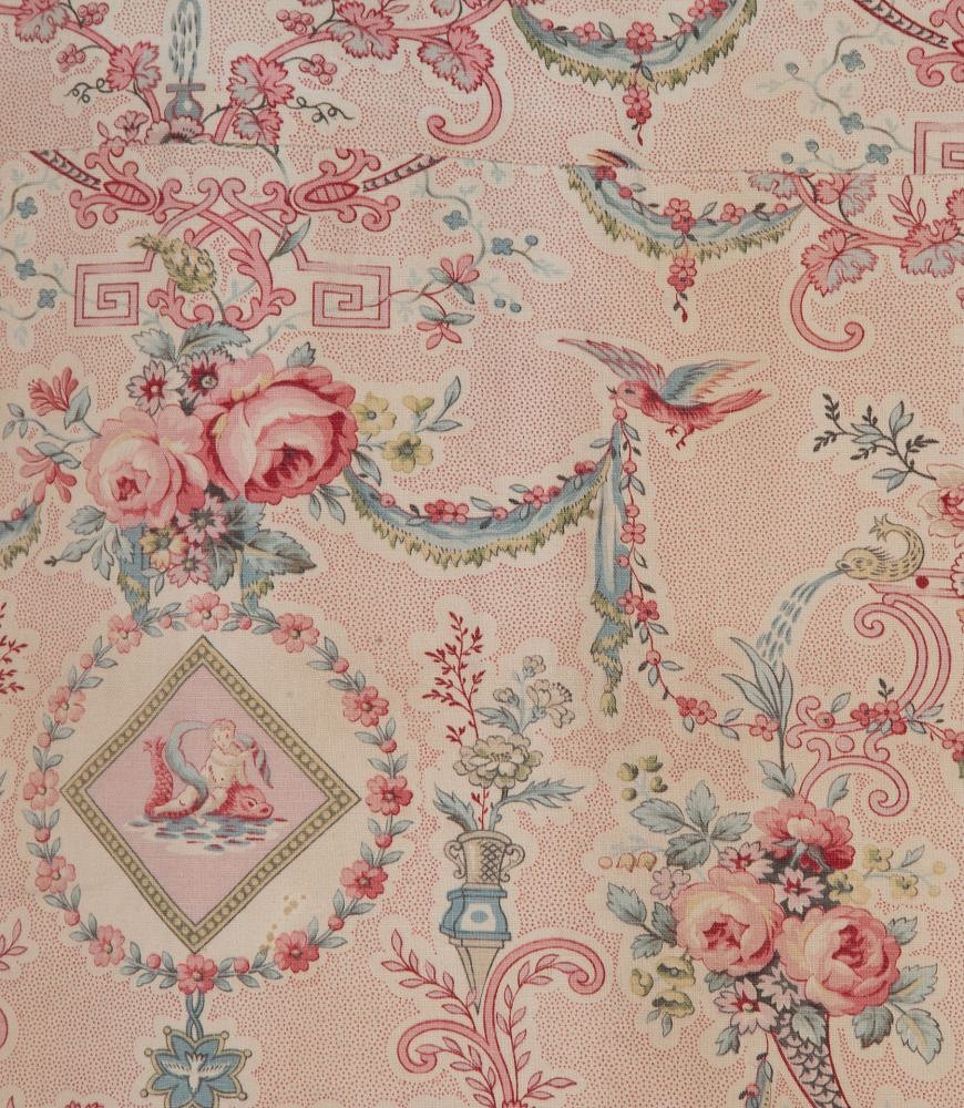 Large Set of 19th Century French Roses & Birds Linen Cotton Curtains RT4242532