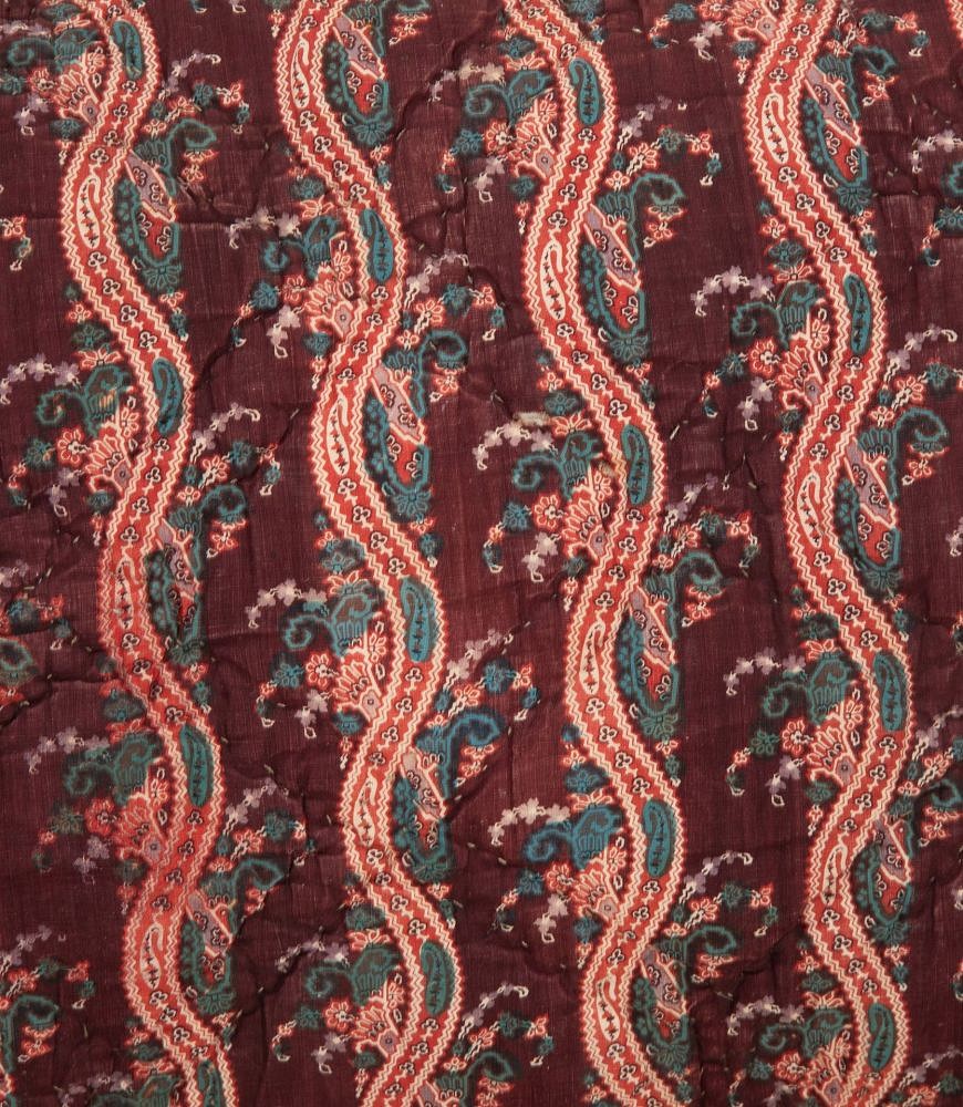 19th Century French Wavy Red Printed Stripe Cushion RT4243701