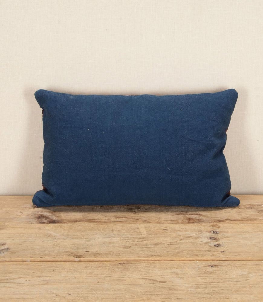 19th Century French Wavy Red Printed Stripe Cushion RT4243701