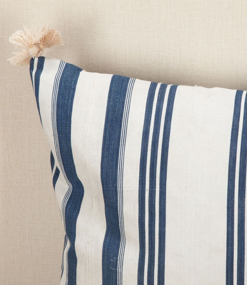 Late 19th Century French Indigo Ticking Cushion RT4243705