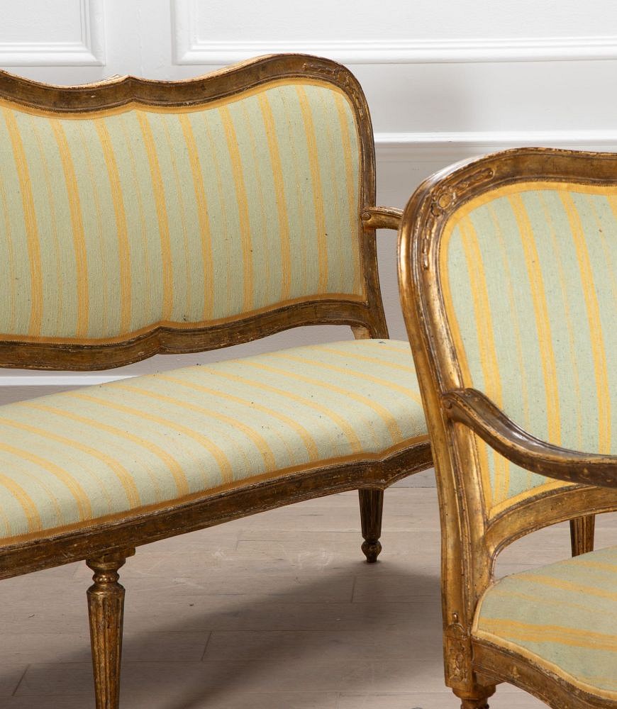 SALE: Pair of Large Late 18th Century Italian Giltwood Settees SB0138928