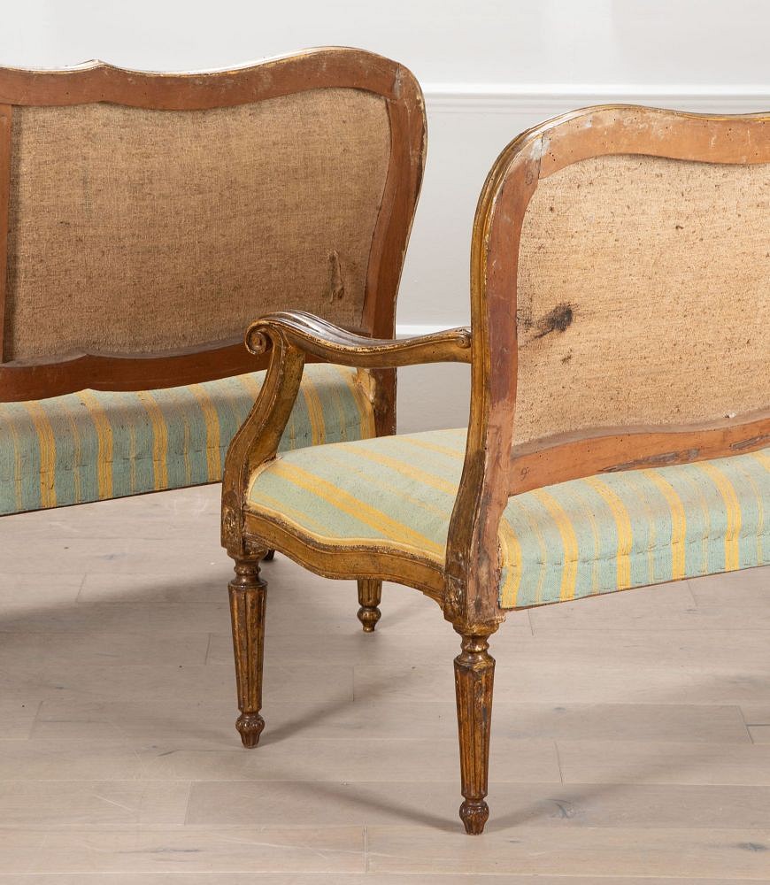SALE: Pair of Large Late 18th Century Italian Giltwood Settees SB0138928