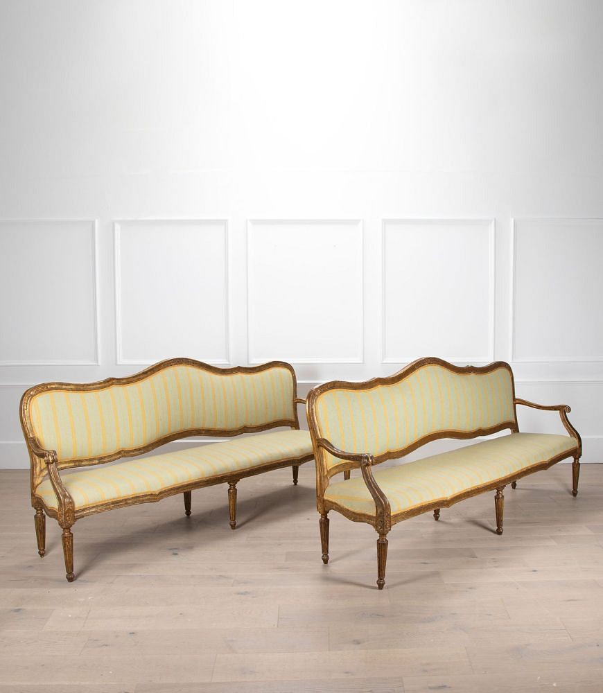 SALE: Pair of Large Late 18th Century Italian Giltwood Settees SB0138928