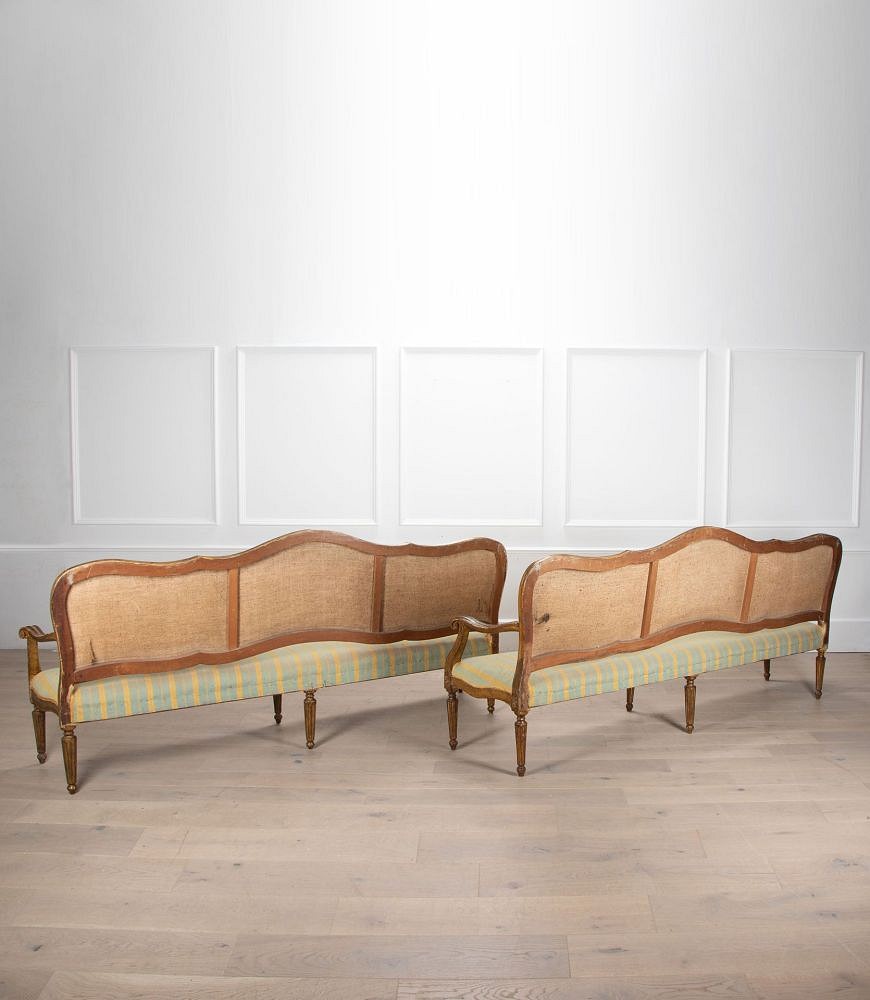 SALE: Pair of Large Late 18th Century Italian Giltwood Settees SB0138928