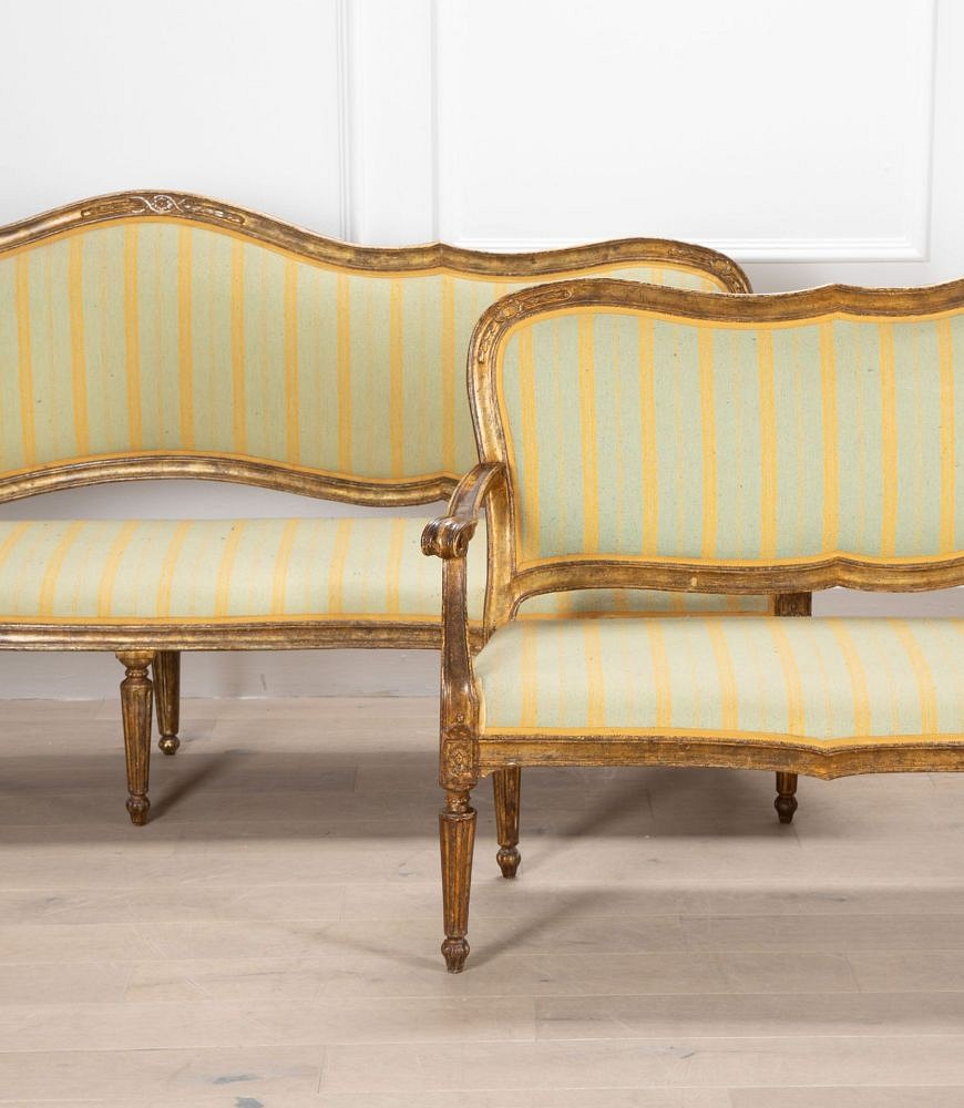 SALE: Pair of Large Late 18th Century Italian Giltwood Settees SB0138928