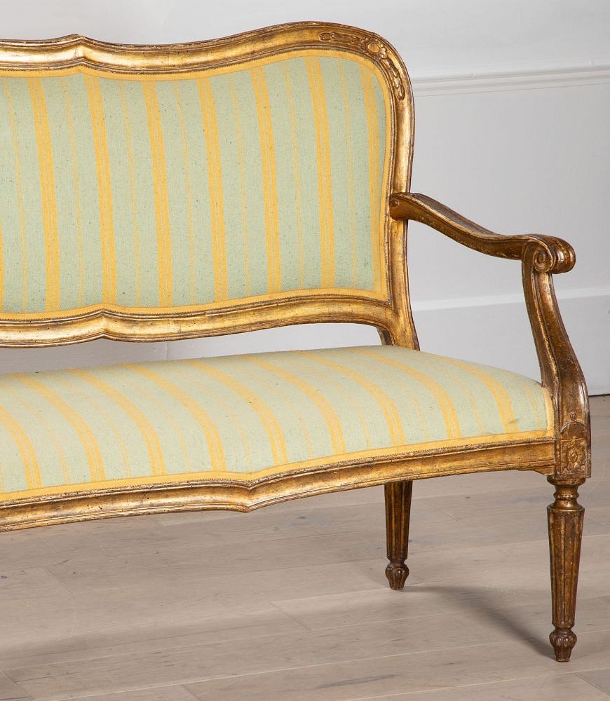 SALE: Pair of Large Late 18th Century Italian Giltwood Settees SB0138928