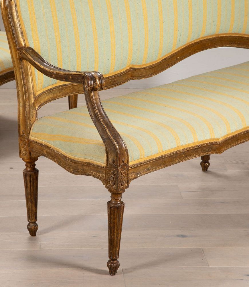 SALE: Pair of Large Late 18th Century Italian Giltwood Settees SB0138928