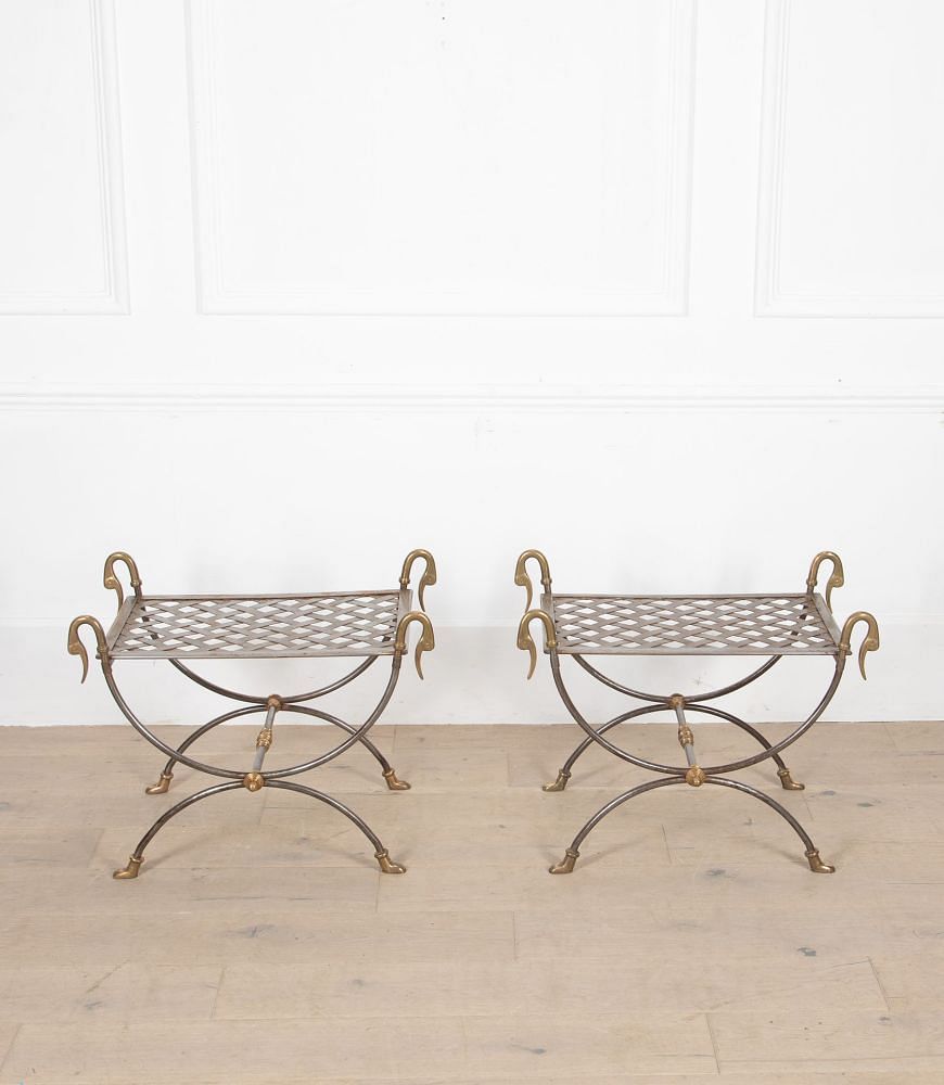 Pair of Maison Jansen Attributed Curule Stools ST1536653