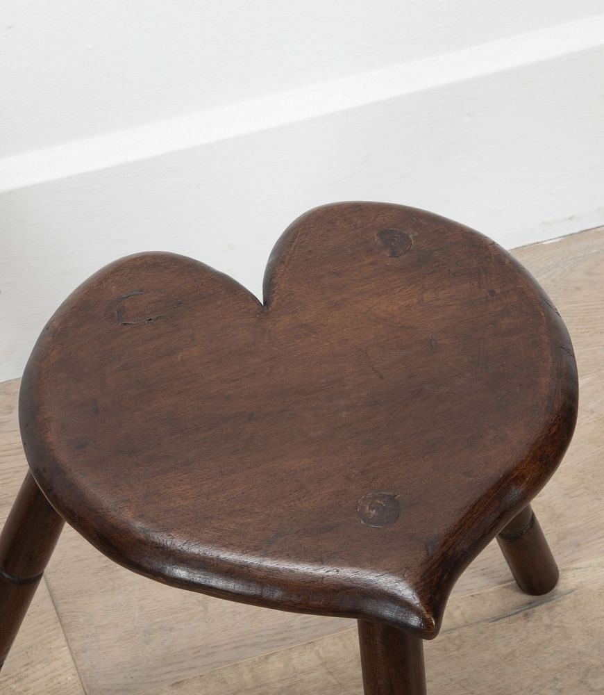 Pair of French Mid 20th Century Heart Tripod Stools ST1539407