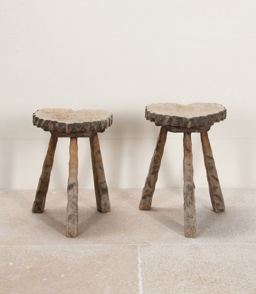 Pair of 20th Century Pine Rustic Low Stools ST3841711