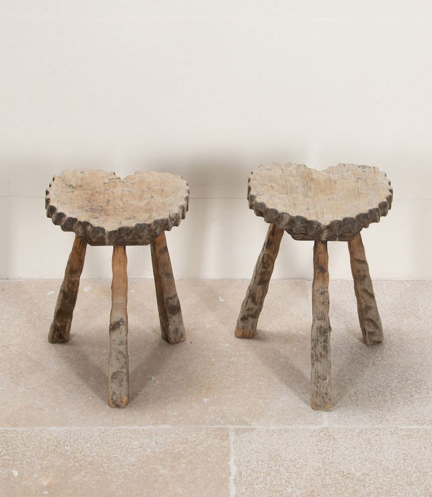Pair of 20th Century Pine Rustic Low Stools ST3841711