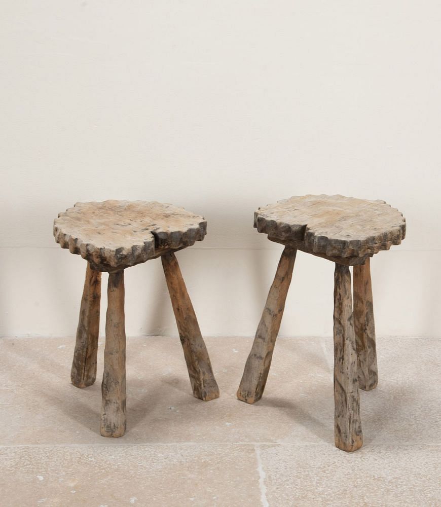 Pair of 20th Century Pine Rustic Low Stools ST3841711