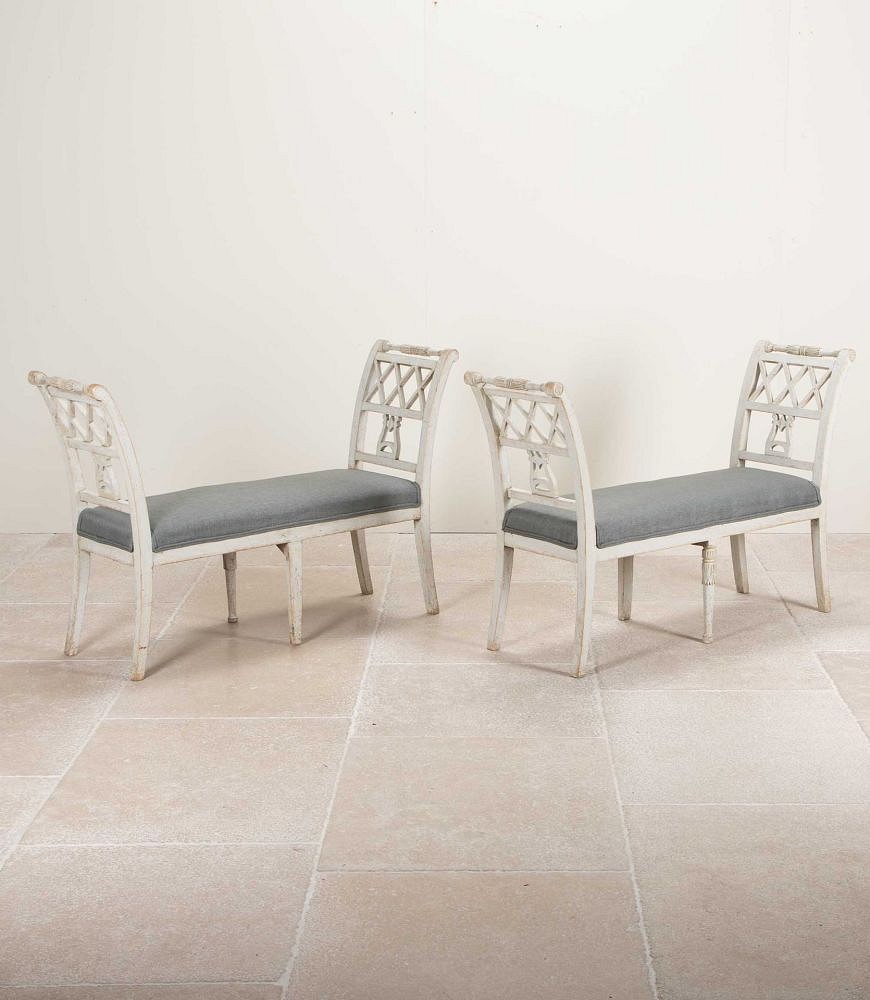 Pair of 19th Century Swedish Stamped Window Benches ST6041463