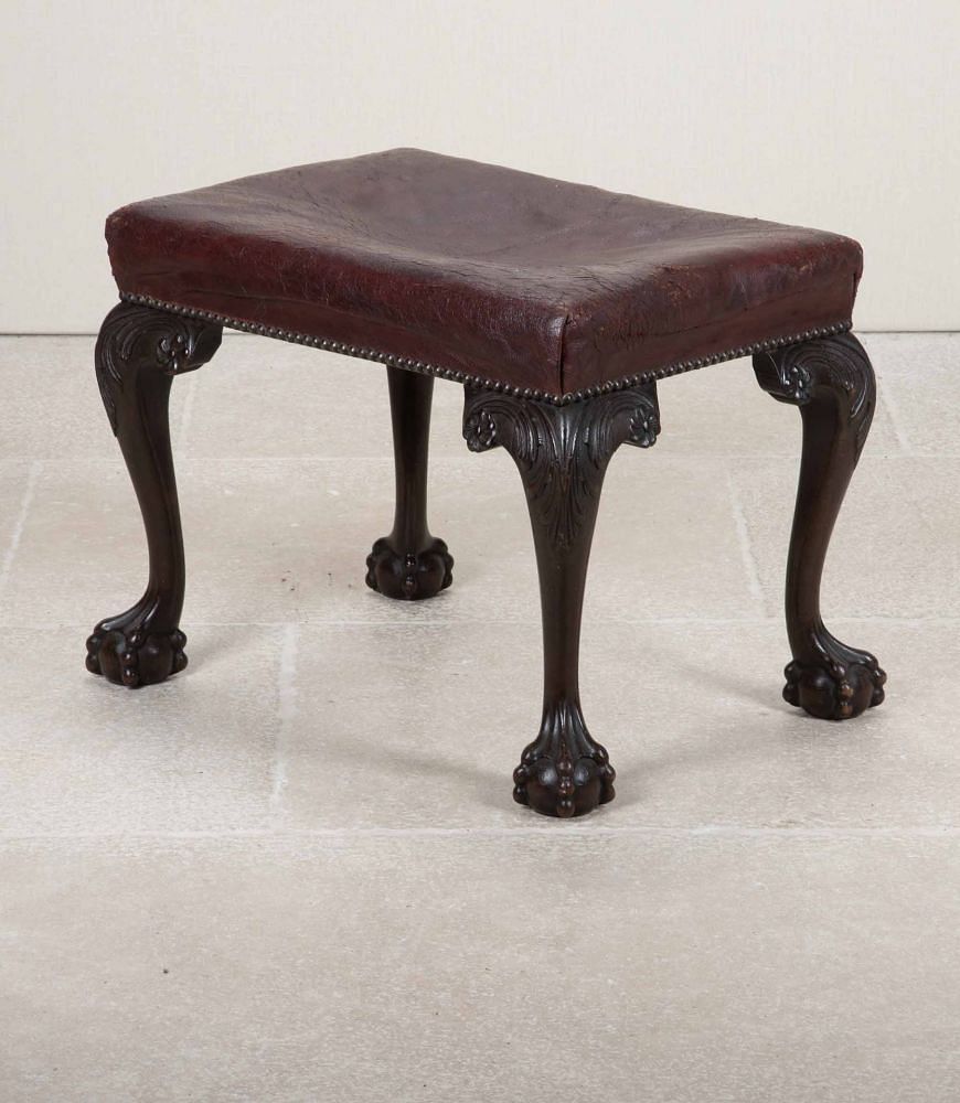 Late 19th Century English Mahogany Stool with Leather Seat ST6243310