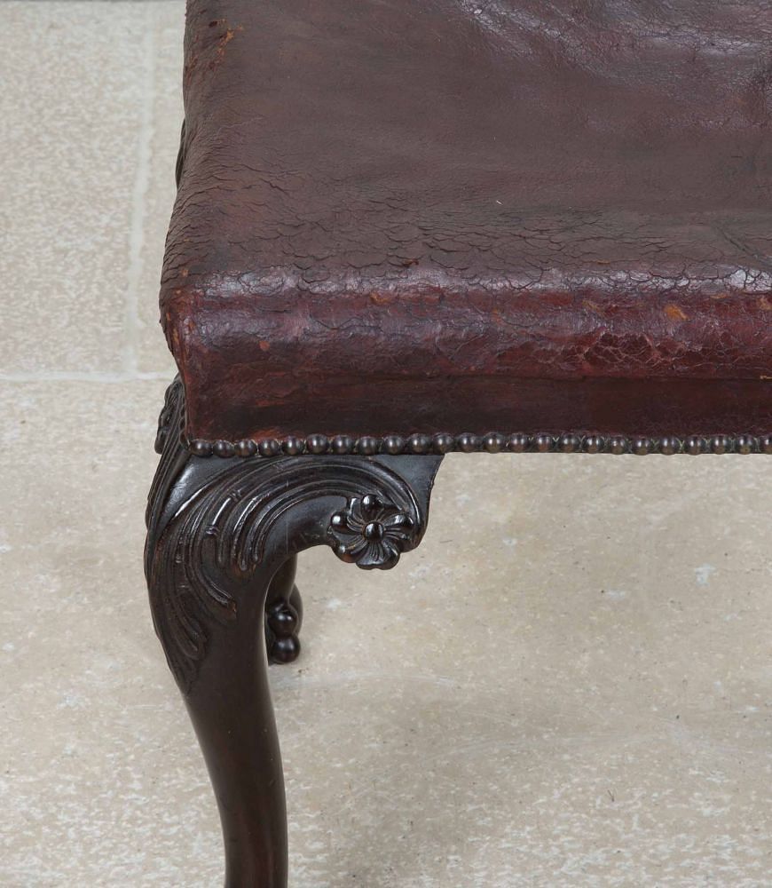 Late 19th Century English Mahogany Stool with Leather Seat ST6243310