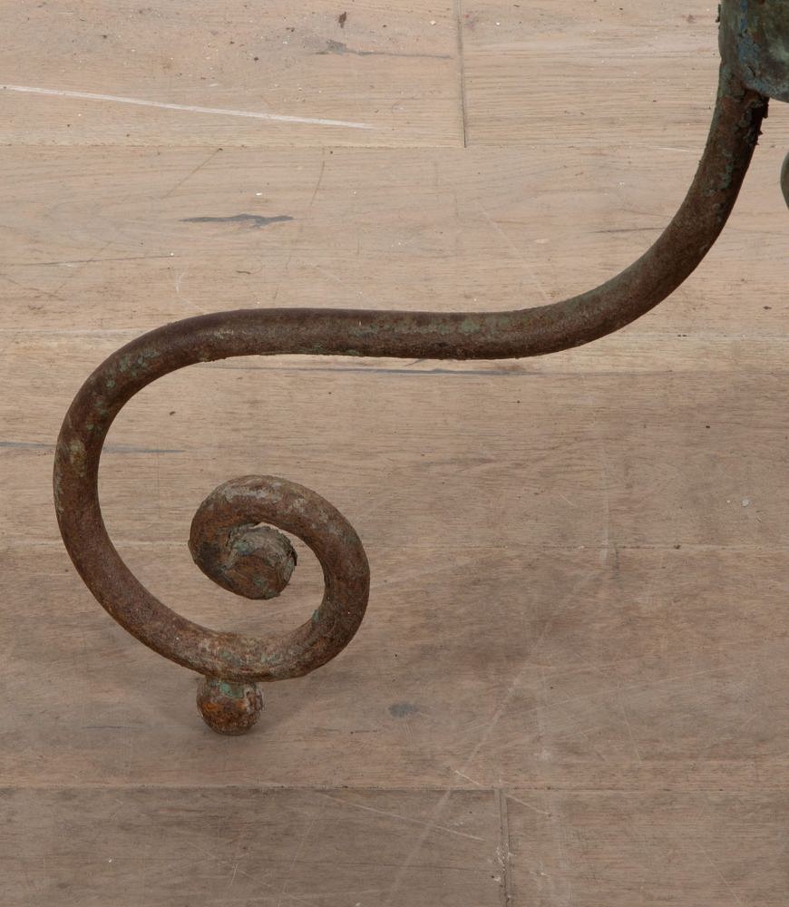 French 19th Century Marble Top Iron Gueridon Table TA1539413