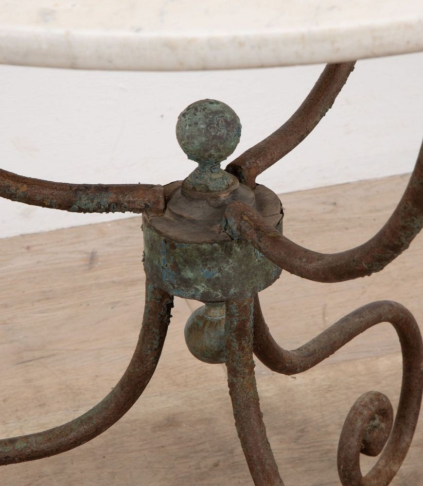 French 19th Century Marble Top Iron Gueridon Table TA1539413