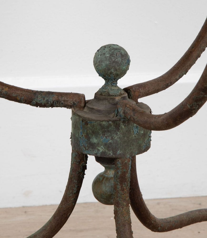 French 19th Century Marble Top Iron Gueridon Table TA1539413