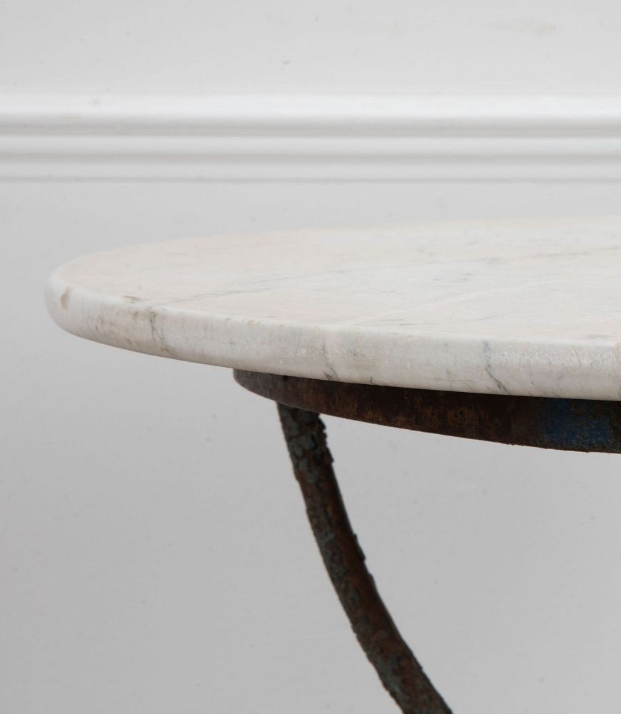 French 19th Century Marble Top Iron Gueridon Table TA1539413