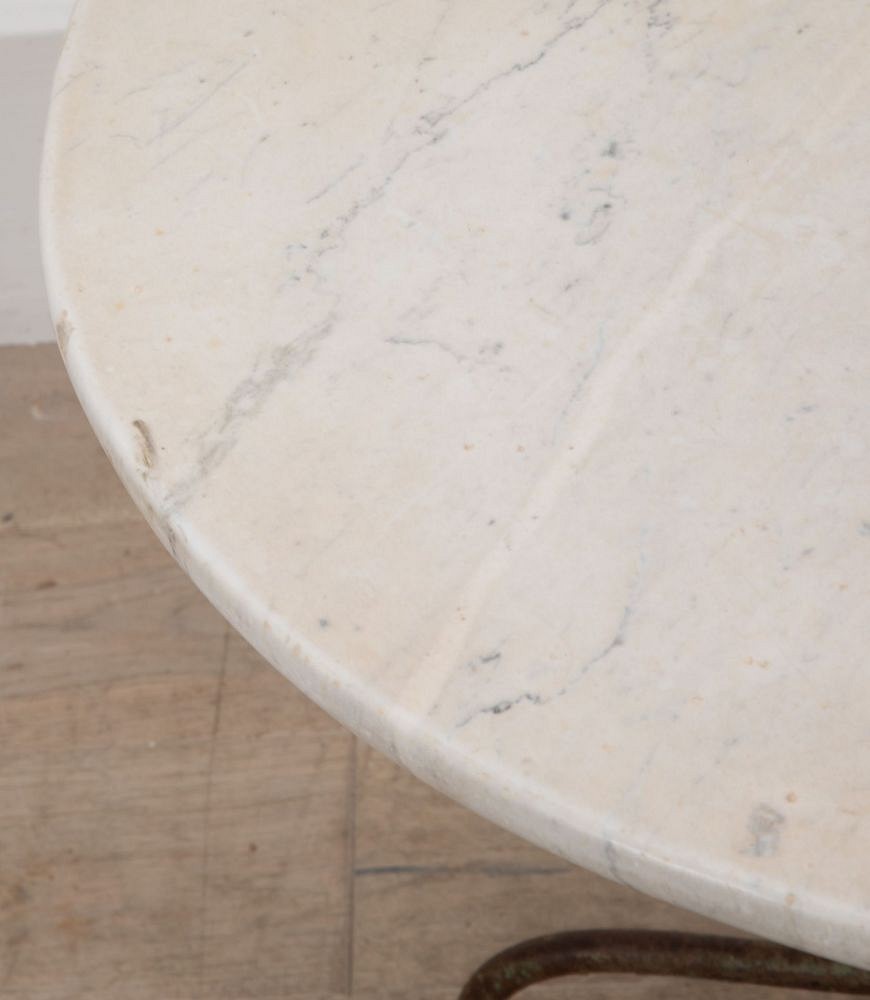 French 19th Century Marble Top Iron Gueridon Table TA1539413