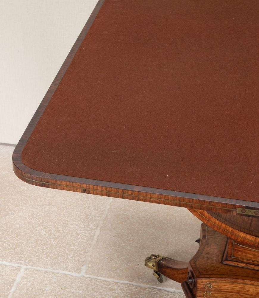 English Regency Brass Inlaid Card Table TA2542775