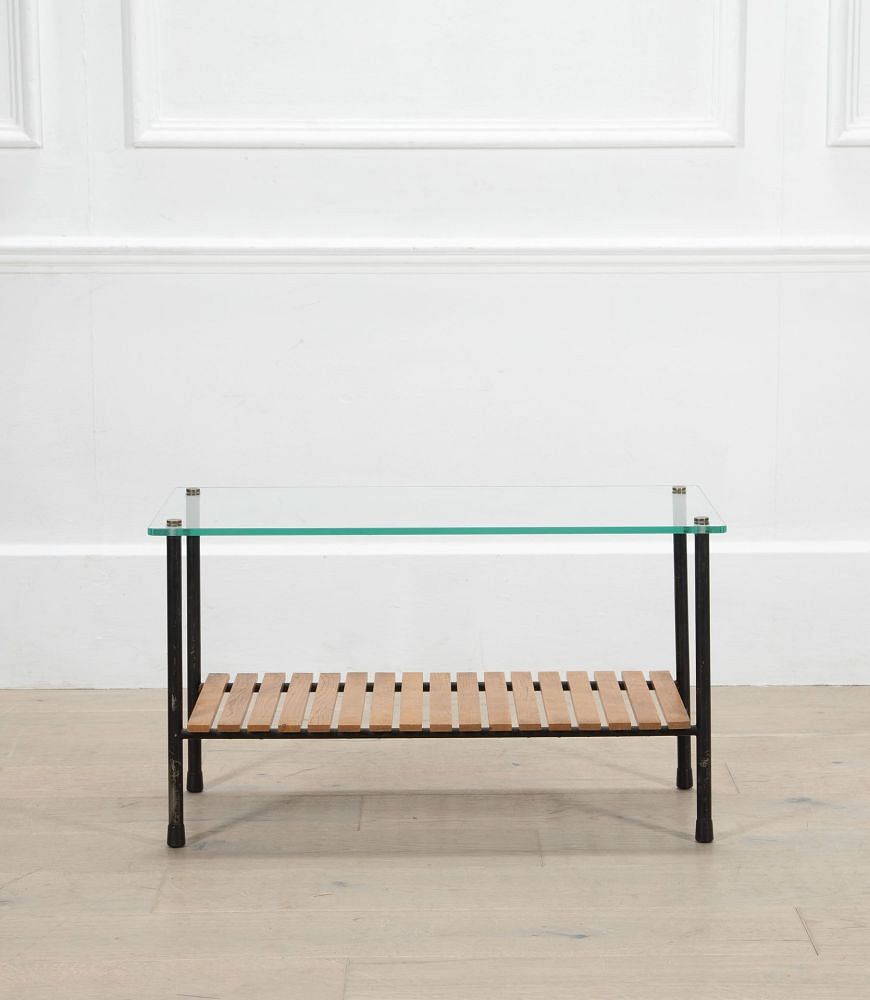 20th Century French Glass and Steel Table Attributed to René-Jean Caillette TA2935550