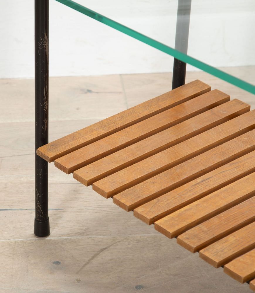 20th Century French Glass and Steel Table Attributed to René-Jean Caillette TA2935550