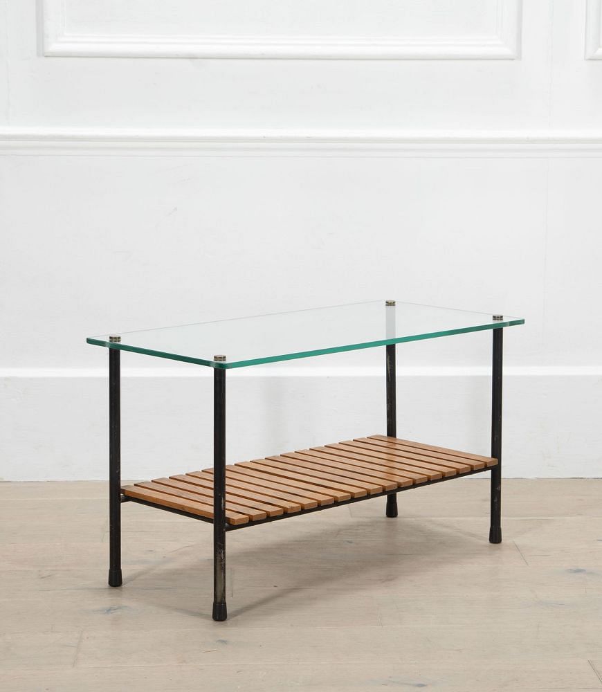 20th Century French Glass and Steel Table Attributed to René-Jean Caillette TA2935550